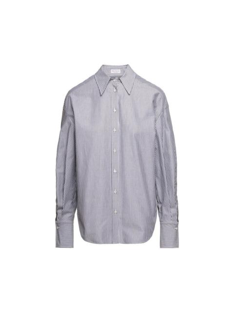 Brunello Cucinelli Brunello Cucinelli Women'S White Blue Striped Button-Up Shirt