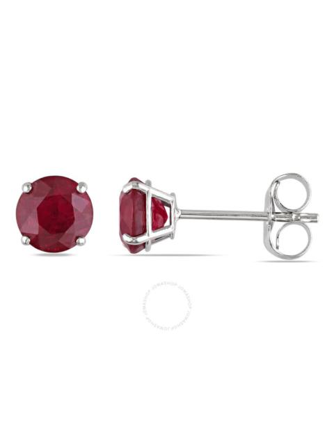 Other Designers Amour - AMOUR Ruby Stud Earrings In 14K White Gold