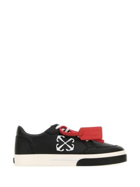 Off White Man Black Leather New Low Vulcanized Sneakers