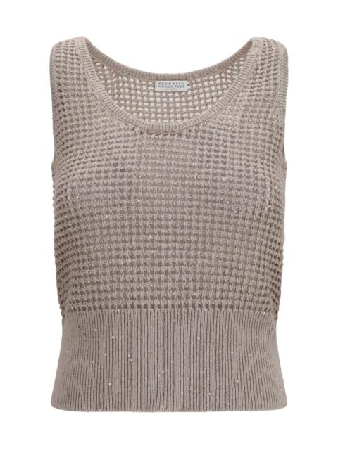 Brunello Cucinelli Brunello Cucinelli Perforated Sequin Tank Top