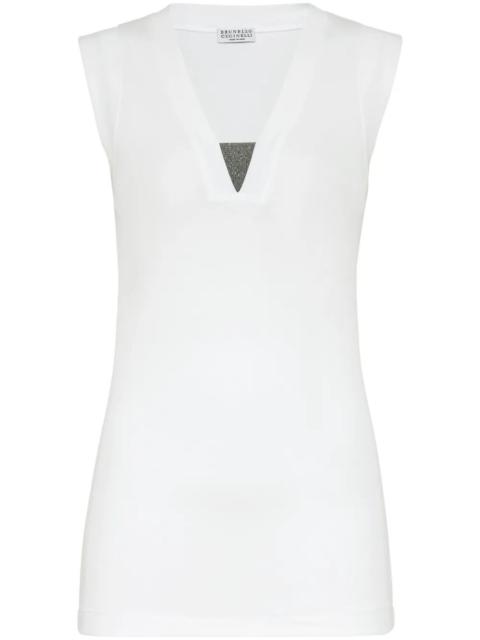 Brunello Cucinelli Brunello Cucinelli Women Stretch Cotton Jersey Tank Top With Precious Faux-Layering
