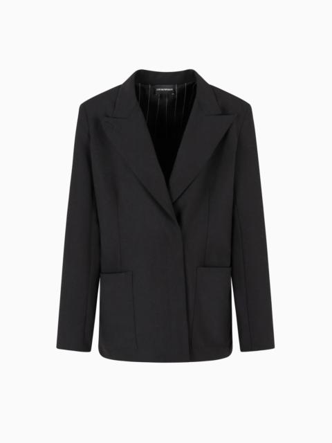 EMPORIO ARMANI DAWN TO DUSK SINGLE-BREASTED STRETCH WOOL CANVAS BLAZER