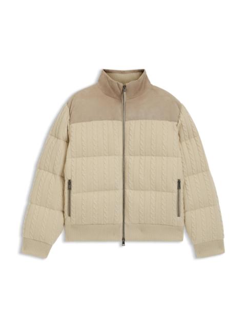 BOSS SUEDE-TRIM DOWN JACKET IN WOOL AND CASHMERE