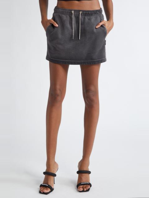 Alexander Wang Alexander Wang Hotfix Crystal Drawstring French Terry Miniskirt in Washed Caviar at Nordstrom