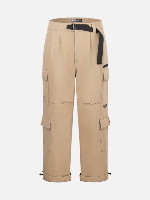 EVISU Two Tone Distressed Oversized Cargo Pants