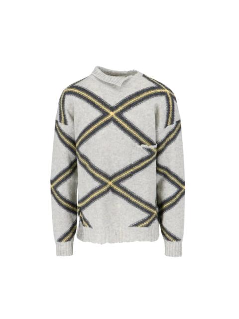 Marni Marni Macro Argyle Roundneck Sweater Grey