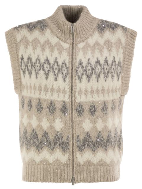 PESERICO Peserico Women Jacquard Knitted Gilet In Alpaca Blend With Sequins