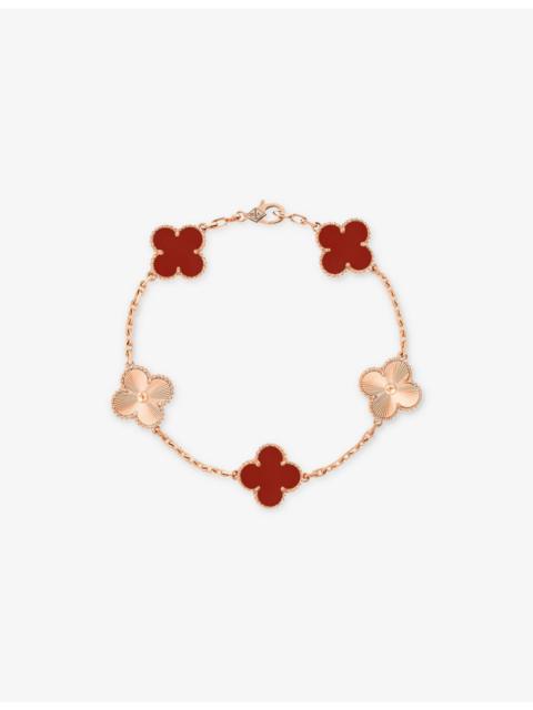 Van Cleef & Arpels Vintage Alhambra 18ct rose-gold and carnelian charm bracelet