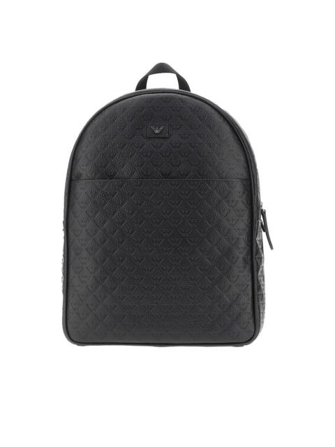 EMPORIO ARMANI ALL-OVER EAGLE EMBOSSED LEATHER BACKPACK