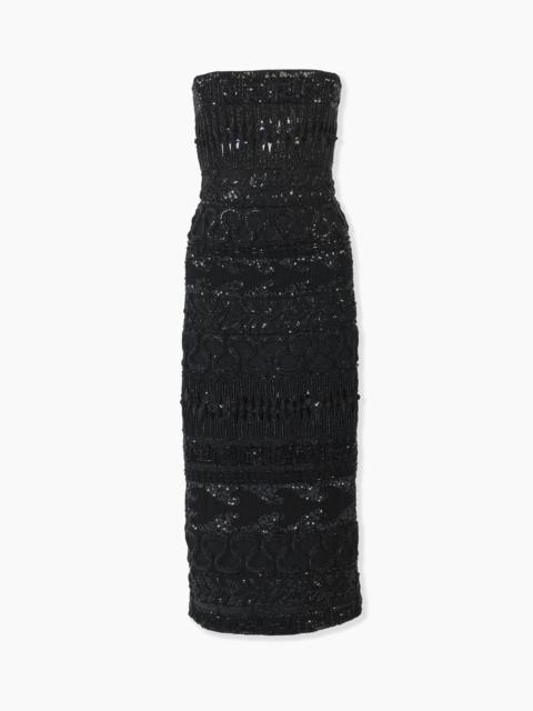 CAROLINA HERRERA Embroidered Tulle Strapless Midi Dress