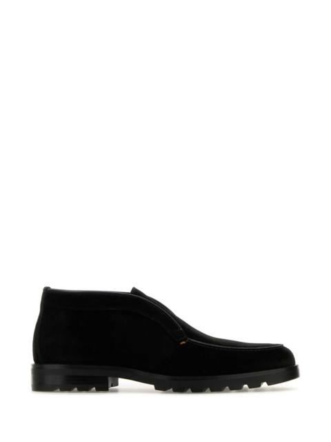 Santoni Santoni Men Black Suede Desert Slip-Ons