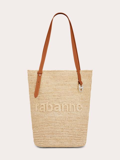 rabanne Raffia Logo Basket Tote Bag