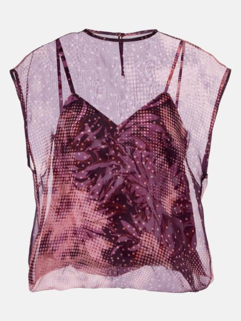 Dries Van Noten Layered printed silk-blend top