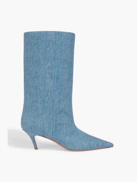 Amina Muaddi Fiona 60 denim-effect suede boots