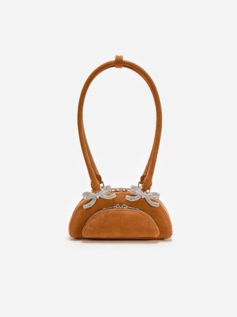 self-portrait Brown Suede Curved Mini Shoulder Bag