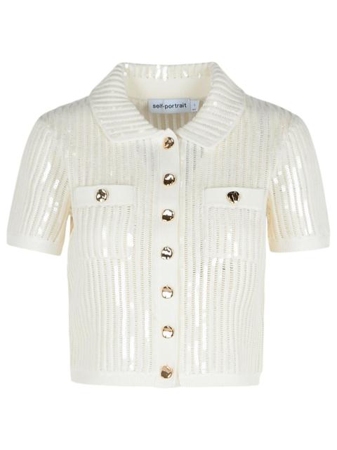 Self Portrait 'Crochet' White Cotton Blend Top Women