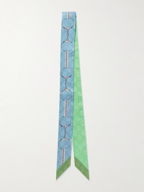 GUCCI Printed Silk-twill Jacquard Scarf