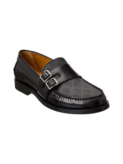 GUCCI Gucci GG Buckle GG Supreme Canvas & Leather Loafer