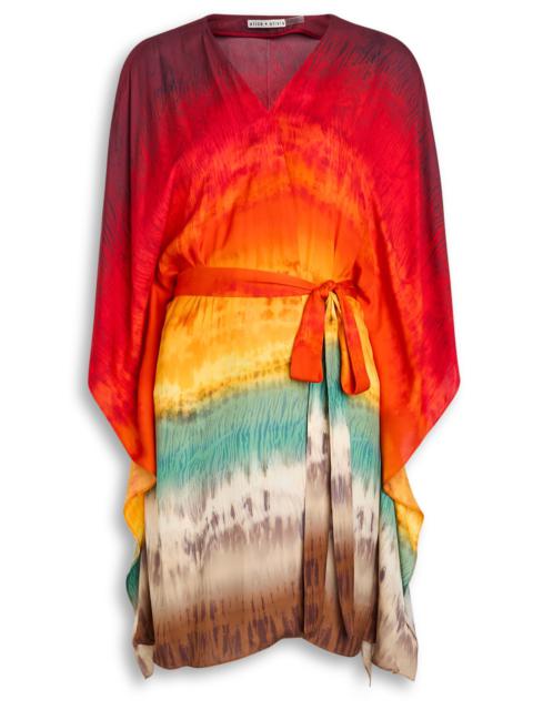 Alice + Olivia Alice + Olivia Marva Printed Satin Mini Kaftan