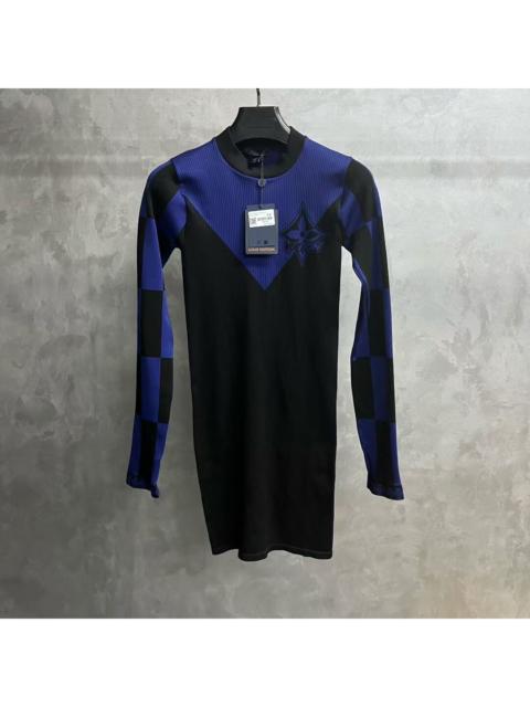 Louis Vuitton Louis Vuitton Blue Logo Intarsia Color-block Knitted High-Neck Long-Sleeve Dress