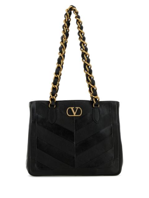 Valentino Black leather La Seine shopping bag