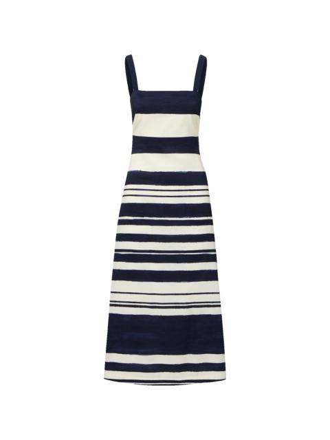 VERONICA BEARD ELLA STRIPED LINEN MIDI DRESS