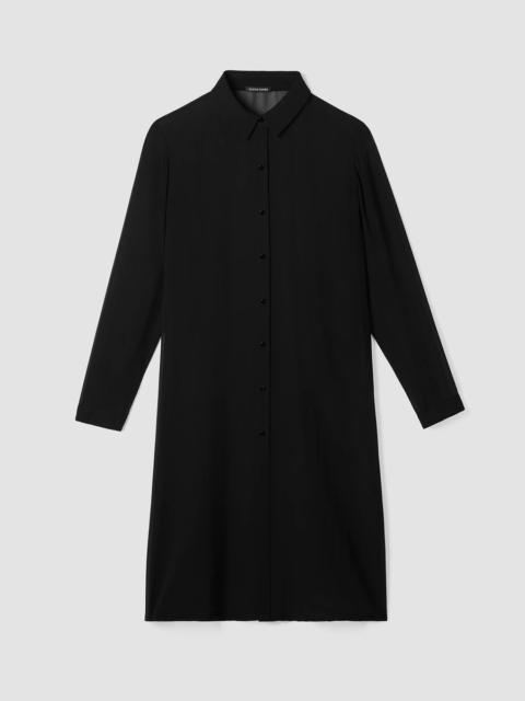 EILEEN FISHER Sheer Silk Georgette Classic Collar Long Shirt