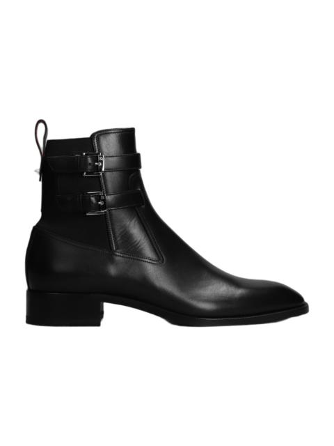 Sahni Horse Flat Ankle Boots In Black Leather