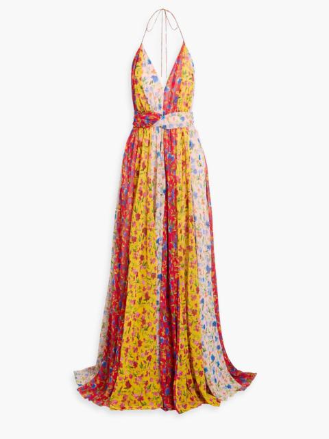 CAROLINA HERRERA Floral-print chiffon halterneck gown