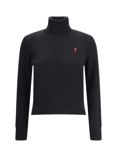 AMI Paris AMI Paris Ami De Coeur Turtleneck Sweater Noir/Rouge