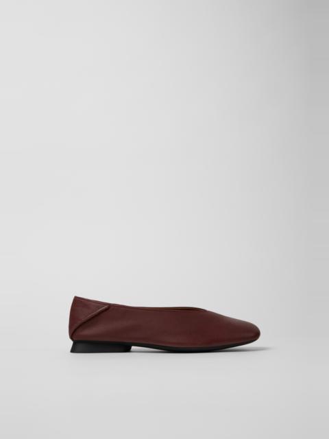 CAMPERLAB Burgundy Leather Ballerinas for Women.
