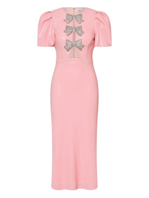 REBECCA VALLANCE bow puff-sleeve lydia midi dress