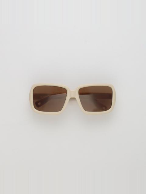 LINDA FARROW Cabana Oversize Sunglasses in Sand