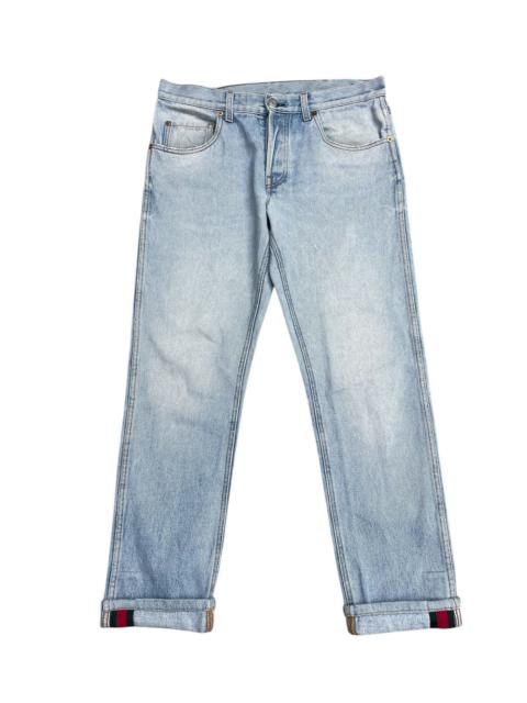 GUCCI Gucci Vintage Made in Italy Light Wash Jeans With Web Cuff