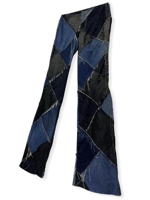 Other Designers Designer × Japanese Brand - 💥FYE🔥80’s Designer Denim & Leather Frayed Patchwork Flared