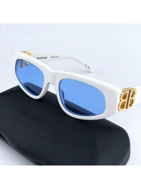 BALENCIAGA SALE! NEW Balenciaga BB0095S 004 White Gold Logo Blue Cat Eye Unisex Sunglasses