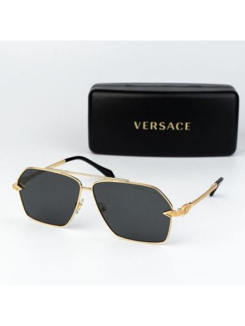 VERSACE Versace Men Sunglasses Gold Grey Aviator VE2284 100287 NEW AUTHENTIC