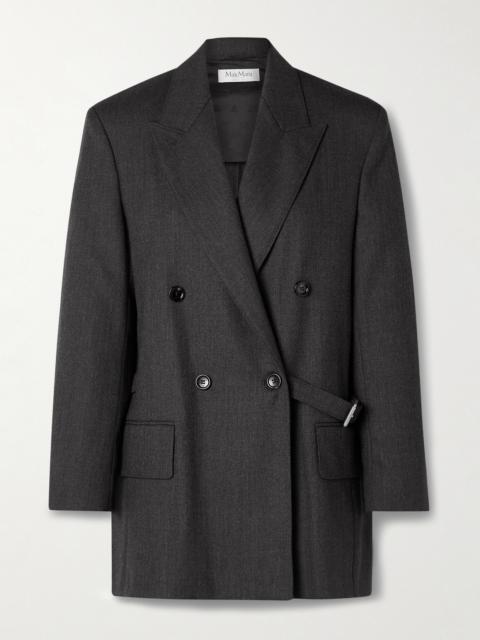 Max Mara Oversized Double-breasted Buckle-embellished Wool-twill Blazer