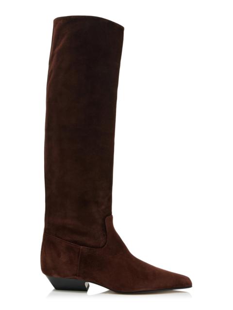KHAITE Marfa Classic Suede Boots brown