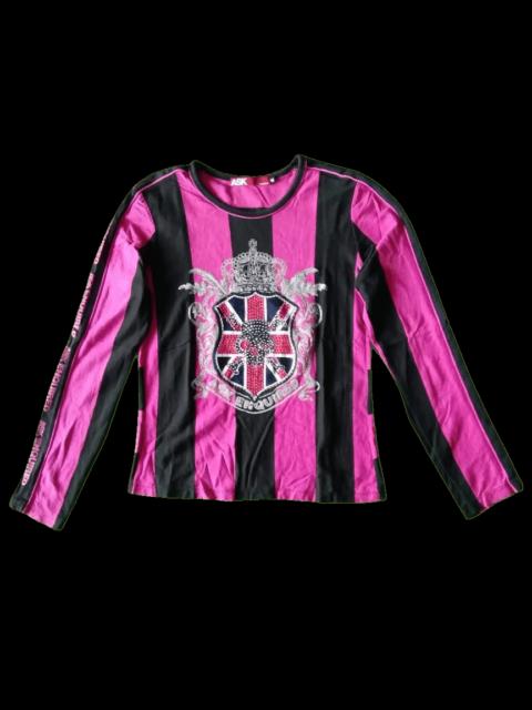 Hysteric Glamour Vintage Y2K ASK Enquired Gyaru Rhinestone Crest L/S Tee