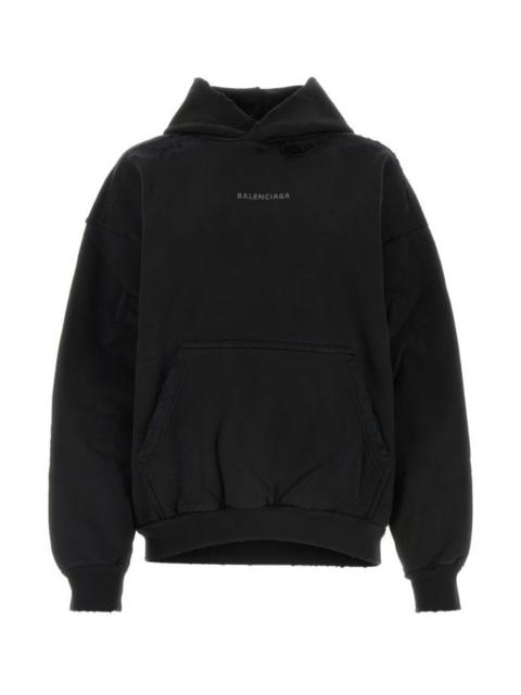 Balenciaga Woman Black Cotton Sweatshirt