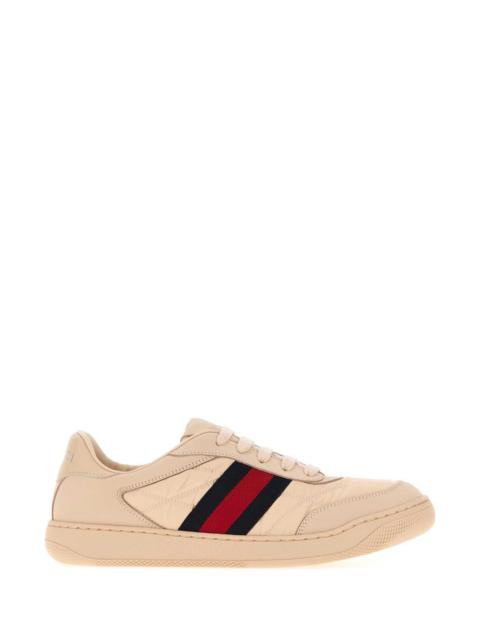GUCCI Gucci Women Light Pink Leather And Fabric Screener Sneakers