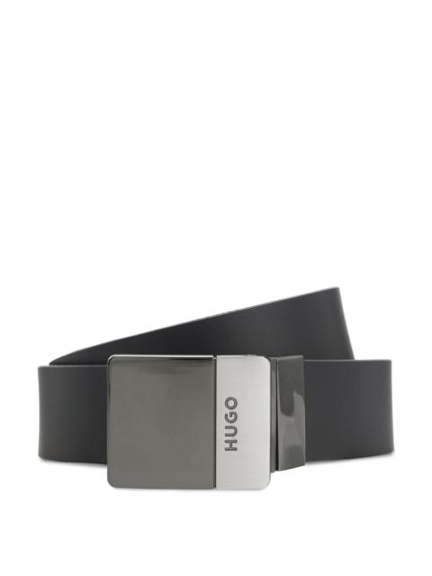 HUGO REVERSIBLE ITALIAN-LEATHER BELT WITH TWO BUCKLES