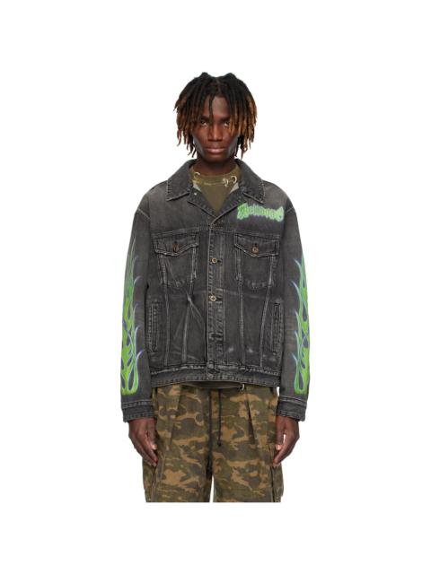 We11done Black Blaze Logo Denim Jacket