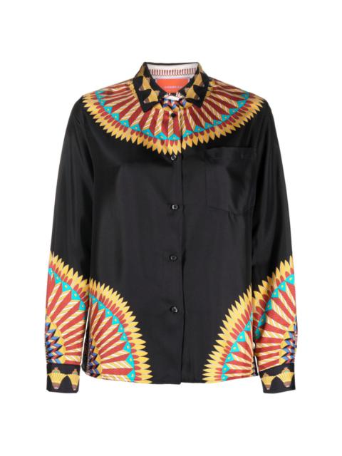 La DoubleJ placed-print Boy silk shirt