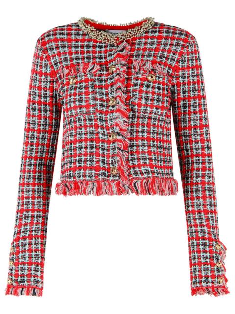 self-portrait Self-Portrait Cotton Blend Jacket Red Women