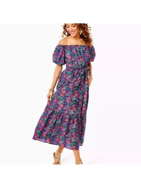 Other Designers NWT Lilly Pulitzer Tamie Off-the-Shoulder Dress in Feeling Fintastic Sz‎ M $238