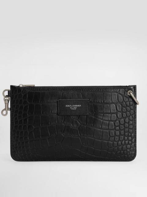 Dolce & Gabbana Crocodile-print calfskin toiletry bag