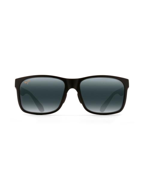 Maui Jim Maui Jim Red Sands 59mm PolarizedPlus2® Rectangular Sunglasses in Matte Black at Nordstrom
