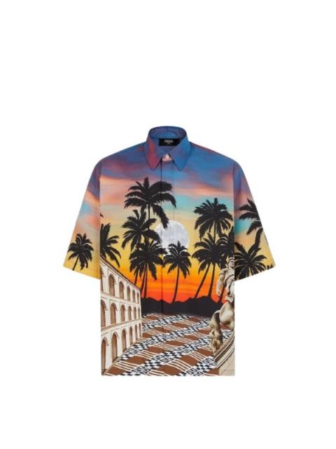 FENDI Fendi Men's Multicoloured Printed Poplin Shirt, Size Large